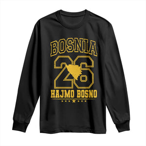 Lets Go Bosnia 2026 Hajmo Bosno Vintage Varsity Sports Style Long Sleeve Shirt Bosnia Herzegovina Map Soccer Lover Football Fan TS02 Black Print Your Wear