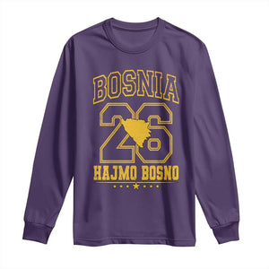 Lets Go Bosnia 2026 Hajmo Bosno Vintage Varsity Sports Style Long Sleeve Shirt Bosnia Herzegovina Map Soccer Lover Football Fan TS02 Purple Print Your Wear