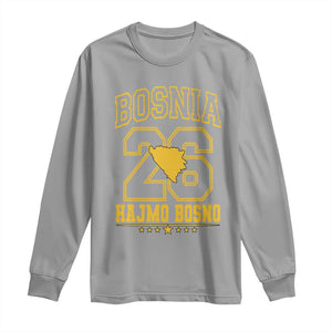Lets Go Bosnia 2026 Hajmo Bosno Vintage Varsity Sports Style Long Sleeve Shirt Bosnia Herzegovina Map Soccer Lover Football Fan TS02 Sport Gray Print Your Wear