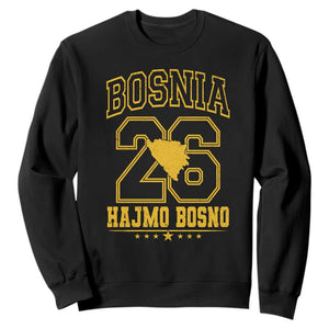 Lets Go Bosnia 2026 Hajmo Bosno Vintage Varsity Sports Style Sweatshirt Bosnia Herzegovina Map Soccer Lover Football Fan TS02 Black Print Your Wear