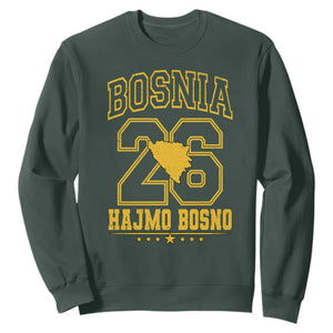 Lets Go Bosnia 2026 Hajmo Bosno Vintage Varsity Sports Style Sweatshirt Bosnia Herzegovina Map Soccer Lover Football Fan TS02 Dark Forest Green Print Your Wear