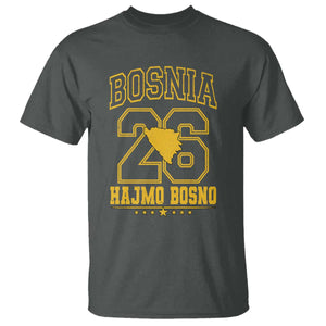 Lets Go Bosnia 2026 Hajmo Bosno Vintage Varsity Sports Style T Shirt Bosnia Herzegovina Map Soccer Lover Football Fan TS02 Dark Heather Print Your Wear