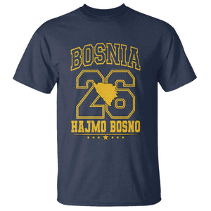 Lets Go Bosnia 2026 Hajmo Bosno Vintage Varsity Sports Style T Shirt Bosnia Herzegovina Map Soccer Lover Football Fan TS02 Navy Print Your Wear