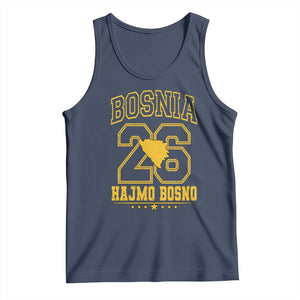 Lets Go Bosnia 2026 Hajmo Bosno Vintage Varsity Sports Style Tank Top Bosnia Herzegovina Map Soccer Lover Football Fan TS02 Navy Print Your Wear