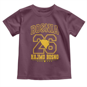Lets Go Bosnia 2026 Hajmo Bosno Vintage Varsity Sports Style Toddler T Shirt Bosnia Herzegovina Map Soccer Lover Football Fan TS02 Maroon Print Your Wear
