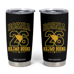 Lets Go Bosnia 2026 Hajmo Bosno Vintage Varsity Sports Style Tumbler Cup Bosnia Herzegovina Map Soccer Lover Football Fan