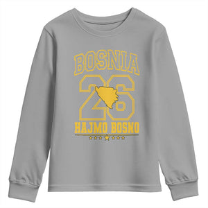 Lets Go Bosnia 2026 Hajmo Bosno Vintage Varsity Sports Style Youth Sweatshirt Bosnia Herzegovina Map Soccer Lover Football Fan TS02 Sport Gray Print Your Wear