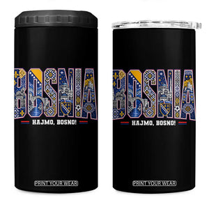 Lets Go Bosnia Heritage Hajmo Bosno Cultural Mosaic Pattern 4 in 1 Can Cooler Tumbler Bosnia Herzegovina Map Soccer Lover Football Fan