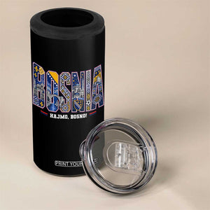 Lets Go Bosnia Heritage Hajmo Bosno Cultural Mosaic Pattern 4 in 1 Can Cooler Tumbler Bosnia Herzegovina Map Soccer Lover Football Fan