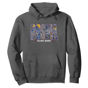 Lets Go Bosnia Heritage Hajmo Bosno Cultural Mosaic Pattern Hoodie Bosnia Herzegovina Map Soccer Lover Football Fan TS02 Dark Heather Print Your Wear