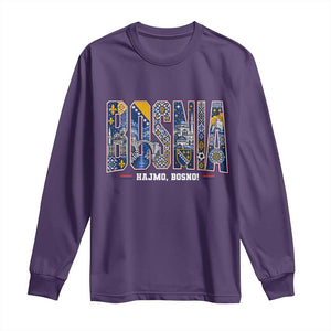 Lets Go Bosnia Heritage Hajmo Bosno Cultural Mosaic Pattern Long Sleeve Shirt Bosnia Herzegovina Map Soccer Lover Football Fan TS02 Purple Print Your Wear