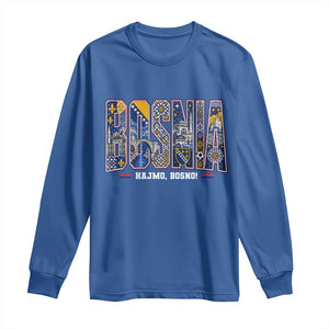 Lets Go Bosnia Heritage Hajmo Bosno Cultural Mosaic Pattern Long Sleeve Shirt Bosnia Herzegovina Map Soccer Lover Football Fan TS02 Royal Blue Print Your Wear