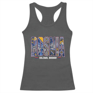 Lets Go Bosnia Heritage Hajmo Bosno Cultural Mosaic Pattern Racerback Tank Top Bosnia Herzegovina Map Soccer Lover Football Fan TS02 Dark Heather Print Your Wear