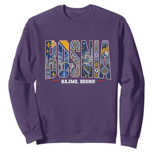 Lets Go Bosnia Heritage Hajmo Bosno Cultural Mosaic Pattern Sweatshirt Bosnia Herzegovina Map Soccer Lover Football Fan TS02 Purple Print Your Wear