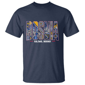 Lets Go Bosnia Heritage Hajmo Bosno Cultural Mosaic Pattern T Shirt Bosnia Herzegovina Map Soccer Lover Football Fan TS02 Navy Print Your Wear