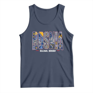 Lets Go Bosnia Heritage Hajmo Bosno Cultural Mosaic Pattern Tank Top Bosnia Herzegovina Map Soccer Lover Football Fan TS02 Navy Print Your Wear