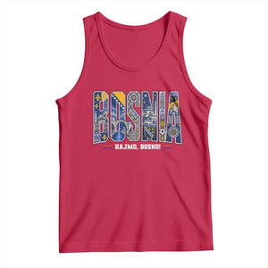 Lets Go Bosnia Heritage Hajmo Bosno Cultural Mosaic Pattern Tank Top Bosnia Herzegovina Map Soccer Lover Football Fan TS02 Red Print Your Wear