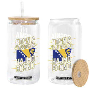 Lets Go Bosnia Herzegovina Hajmo Bosno Dragon Shield Glass Can Soccer Team Pride Football Fan Heritage
