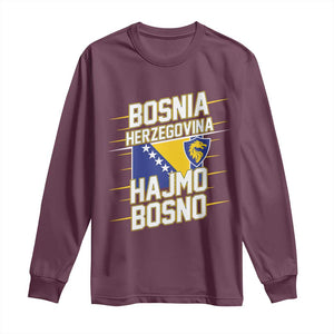 Lets Go Bosnia Herzegovina Hajmo Bosno Dragon Shield Long Sleeve Shirt Soccer Team Pride Football Fan Heritage TS02 Maroon Print Your Wear
