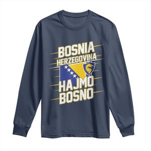 Lets Go Bosnia Herzegovina Hajmo Bosno Dragon Shield Long Sleeve Shirt Soccer Team Pride Football Fan Heritage TS02 Navy Print Your Wear