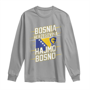 Lets Go Bosnia Herzegovina Hajmo Bosno Dragon Shield Long Sleeve Shirt Soccer Team Pride Football Fan Heritage TS02 Sport Gray Print Your Wear
