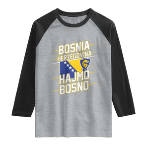 Lets Go Bosnia Herzegovina Hajmo Bosno Dragon Shield Raglan Shirt Soccer Team Pride Football Fan Heritage TS02 Heather Gray Black Print Your Wear