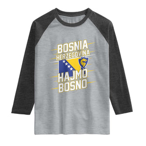 Lets Go Bosnia Herzegovina Hajmo Bosno Dragon Shield Raglan Shirt Soccer Team Pride Football Fan Heritage TS02 Heather Gray Heather Charcoal Print Your Wear