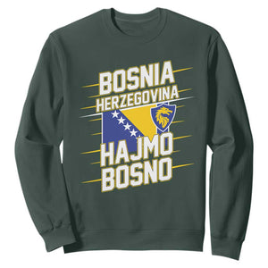 Lets Go Bosnia Herzegovina Hajmo Bosno Dragon Shield Sweatshirt Soccer Team Pride Football Fan Heritage TS02 Dark Forest Green Print Your Wear