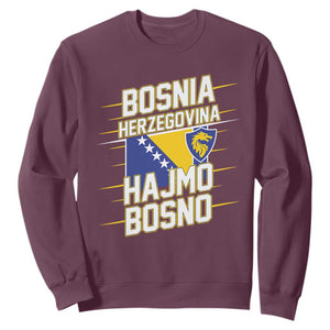 Lets Go Bosnia Herzegovina Hajmo Bosno Dragon Shield Sweatshirt Soccer Team Pride Football Fan Heritage TS02 Maroon Print Your Wear
