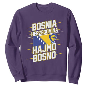 Lets Go Bosnia Herzegovina Hajmo Bosno Dragon Shield Sweatshirt Soccer Team Pride Football Fan Heritage TS02 Purple Print Your Wear