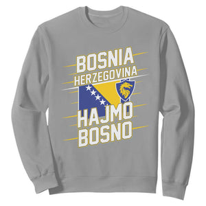 Lets Go Bosnia Herzegovina Hajmo Bosno Dragon Shield Sweatshirt Soccer Team Pride Football Fan Heritage TS02 Sport Gray Print Your Wear