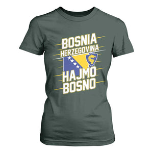 Lets Go Bosnia Herzegovina Hajmo Bosno Dragon Shield T Shirt For Women Soccer Team Pride Football Fan Heritage TS02 Dark Forest Green Print Your Wear