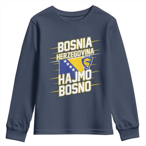Lets Go Bosnia Herzegovina Hajmo Bosno Dragon Shield Youth Sweatshirt Soccer Team Pride Football Fan Heritage TS02 Navy Print Your Wear