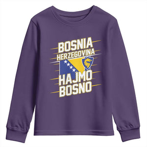 Lets Go Bosnia Herzegovina Hajmo Bosno Dragon Shield Youth Sweatshirt Soccer Team Pride Football Fan Heritage TS02 Purple Print Your Wear