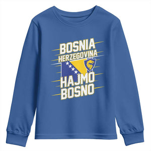 Lets Go Bosnia Herzegovina Hajmo Bosno Dragon Shield Youth Sweatshirt Soccer Team Pride Football Fan Heritage TS02 Royal Blue Print Your Wear