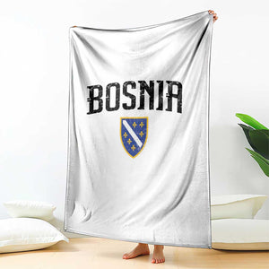 Vintage Bosnia Coat of Arms Minimalist Throw Blanket Golden Lily Heritage Shield Graphic