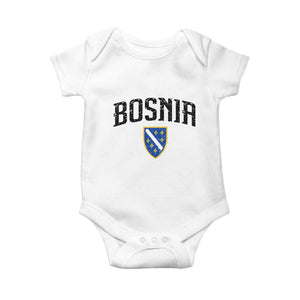 Vintage Bosnia Coat of Arms Minimalist Baby Onesie Golden Lily Heritage Shield Graphic TS02 White Print Your Wear