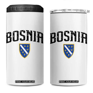 Vintage Bosnia Coat of Arms Minimalist 4 in 1 Can Cooler Tumbler Golden Lily Heritage Shield Graphic