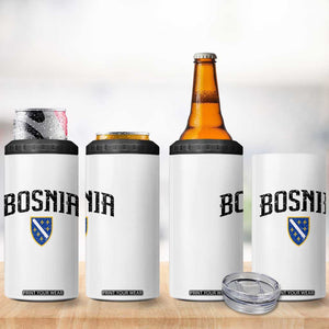 Vintage Bosnia Coat of Arms Minimalist 4 in 1 Can Cooler Tumbler Golden Lily Heritage Shield Graphic
