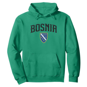 Vintage Bosnia Coat of Arms Minimalist Hoodie Golden Lily Heritage Shield Graphic TS02 Irish Green Print Your Wear
