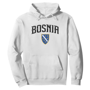 Vintage Bosnia Coat of Arms Minimalist Hoodie Golden Lily Heritage Shield Graphic TS02 White Print Your Wear