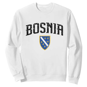 Vintage Bosnia Coat of Arms Minimalist Sweatshirt Golden Lily Heritage Shield Graphic TS02 White Print Your Wear