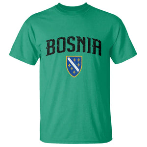 Vintage Bosnia Coat of Arms Minimalist T Shirt Golden Lily Heritage Shield Graphic TS02 Irish Green Print Your Wear