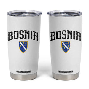 Vintage Bosnia Coat of Arms Minimalist Tumbler Cup Golden Lily Heritage Shield Graphic