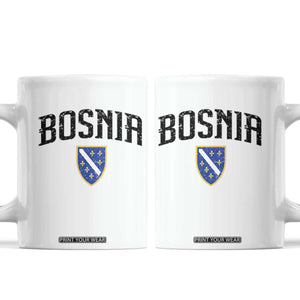 Vintage Bosnia Coat of Arms Minimalist Coffee Mug Golden Lily Heritage Shield Graphic