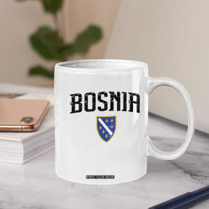 Vintage Bosnia Coat of Arms Minimalist Coffee Mug Golden Lily Heritage Shield Graphic