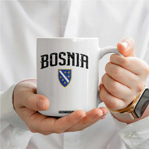 Vintage Bosnia Coat of Arms Minimalist Coffee Mug Golden Lily Heritage Shield Graphic