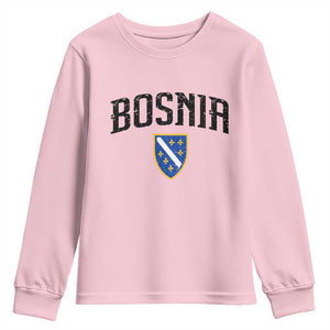 Vintage Bosnia Coat of Arms Minimalist Youth Sweatshirt Golden Lily Heritage Shield Graphic TS02 Light Pink Print Your Wear