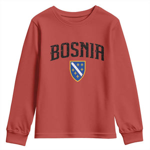 Vintage Bosnia Coat of Arms Minimalist Youth Sweatshirt Golden Lily Heritage Shield Graphic TS02 Red Print Your Wear