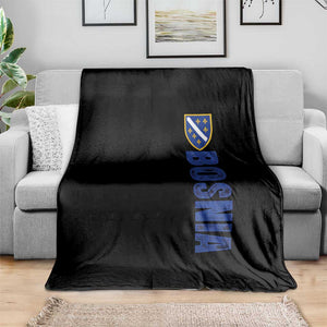 Bosnia Typography Coat of Arms Throw Blanket Golden Lily Shield Modern Graphic